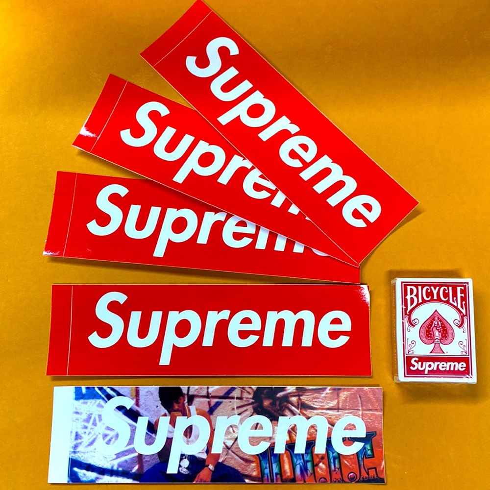 Supreme stickers & Bicycle mini playing cards set